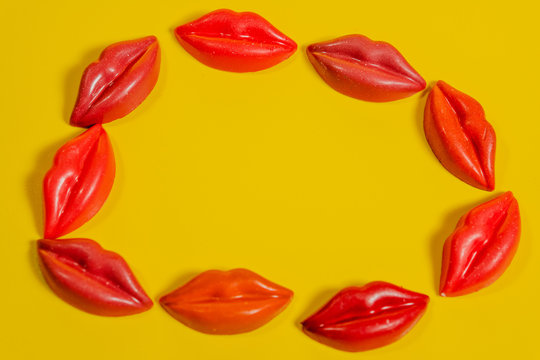 Lips. Female lips in the form of sweets.