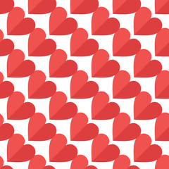 Red hearts seamless pattern. Abstract geometric wrapping texture. Packaging design in flat style. Suitable for gift wrap or greeting card to Valentines day. Vector eps8 illustration.