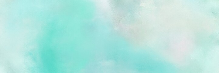 abstract painted art grunge horizontal design background  with powder blue, sky blue and medium turquoise color