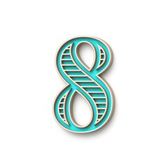 Classic old fashioned font Number 8 EIGHT 3D