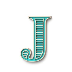 Classic old fashioned font Letter J 3D