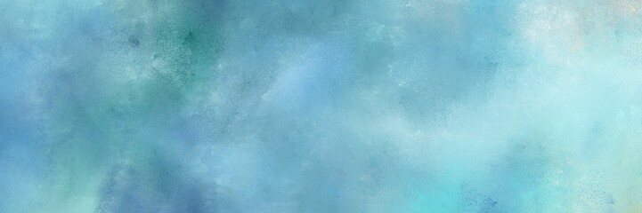 vintage painted art grunge horizontal banner with sky blue, medium aqua marine and powder blue color