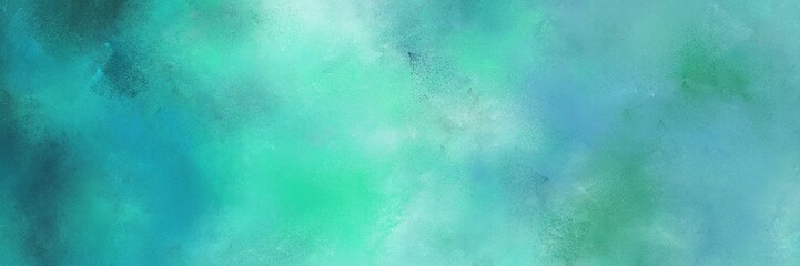 abstract painted art grunge horizontal header background  with medium aqua marine, dark cyan and pale turquoise color