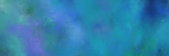 abstract painted art vintage horizontal banner with steel blue, midnight blue and corn flower blue color