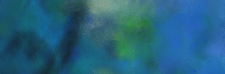 painted vintage horizontal banner with teal blue, steel blue and cadet blue color