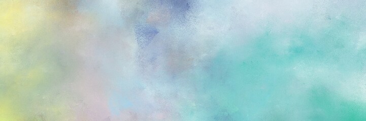 vintage painted art antique horizontal header with pastel blue, medium aqua marine and tea green color