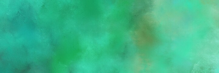 abstract painted art old horizontal banner with medium sea green, medium aqua marine and sea green color