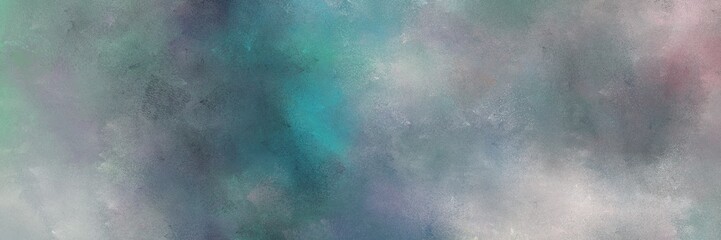 vintage painted art grunge horizontal header background  with light slate gray, silver and teal blue color
