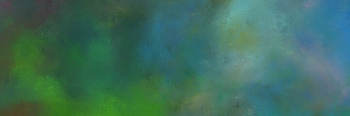 abstract painted art retro horizontal header background  with dark slate gray, blue chill and forest green color