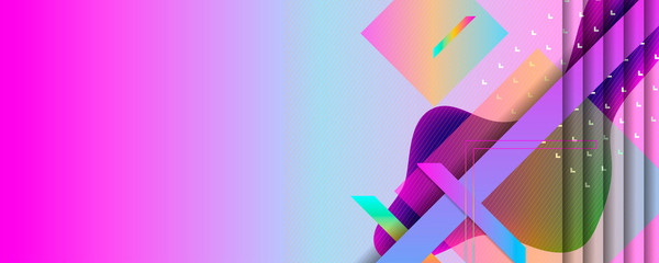 Bright juicy colors background with geometric elements, lines and dots for text, universal design, banner concept