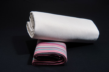 Colorful dining table cloth in black background