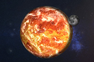 High detailed Fiction red surface planet with white atmosphere isolated. Eraly Earth planet with...