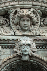 Medieval Bronze fountain with figures of angels in Marbella Andalucia Spain