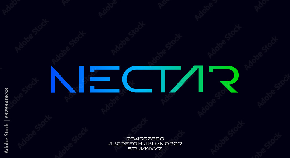 Canvas Prints nectar, an abstract technology futuristic alphabet font. digital space typography vector illustratio