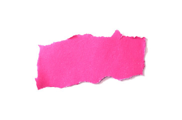 pink ripped paper isolated on white background with copy space for text