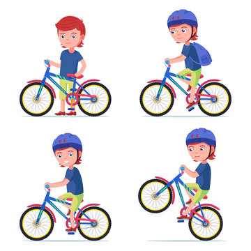 Boy riding a bike. Kid rides a bicycle