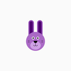 Rabbit bunny face head cartoon icon. Flat design. Vector Illustration.