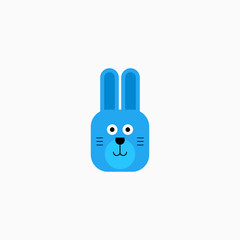 Rabbit bunny face head cartoon icon. Flat design. Vector Illustration.