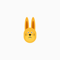 Rabbit bunny face head cartoon icon. Flat design. Vector Illustration.