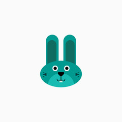 Rabbit bunny face head cartoon icon. Flat design. Vector Illustration.