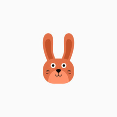 Rabbit bunny face head cartoon icon. Flat design. Vector Illustration.