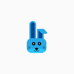 Rabbit bunny face head cartoon icon. Flat design. Vector Illustration.