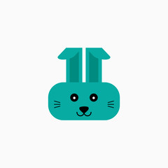 Rabbit bunny face head cartoon icon. Flat design. Vector Illustration.