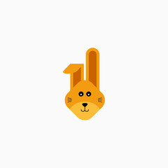 Rabbit bunny face head cartoon icon. Flat design. Vector Illustration.