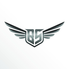 Obraz premium Initial Letter BS with Wings