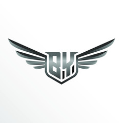 Obraz premium Initial Letter BY with Wings