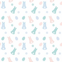 Seamless easter eggs and bunnies background