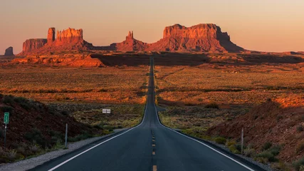 Foto auf Acrylglas Arizona Sonnenaufgangsstraße