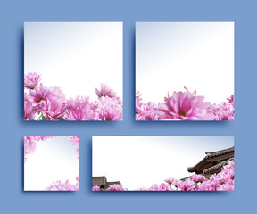 Beautiful spring flower frame, invitation, wedding card, thanks greeting, flower background