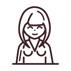 avatar woman female character portrait cartoon line style icon