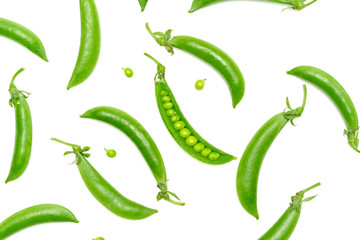 Green peas isolated on white background