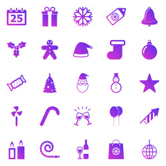 Christmas gradient icons on white background