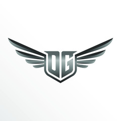 Initial Letter DG with Wings