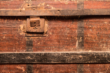 old lock on wooden box