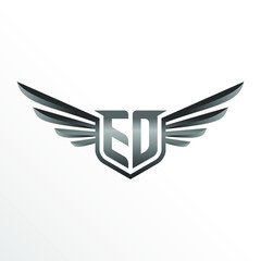 Initial Letter ED with Wings