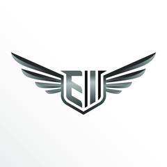 Fototapeta premium Initial Letter EI with Wings