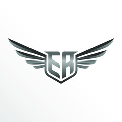 Initial Letter ER with Wings