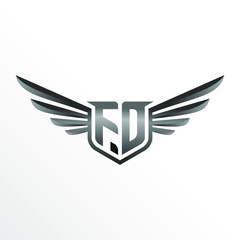 Initial Letter FD with Wings