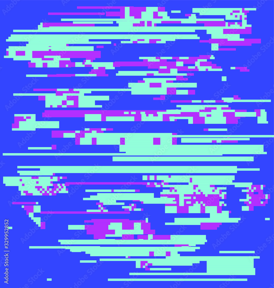 Aufkleber Computer screen with glitched pixels and noise. Abstract background in pastel color tones.