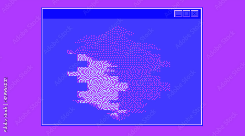 Aufkleber Computer screen with Command-line interface or console terminal. Retrofuturistic vaporwave style illustration in punchy pastel colors.