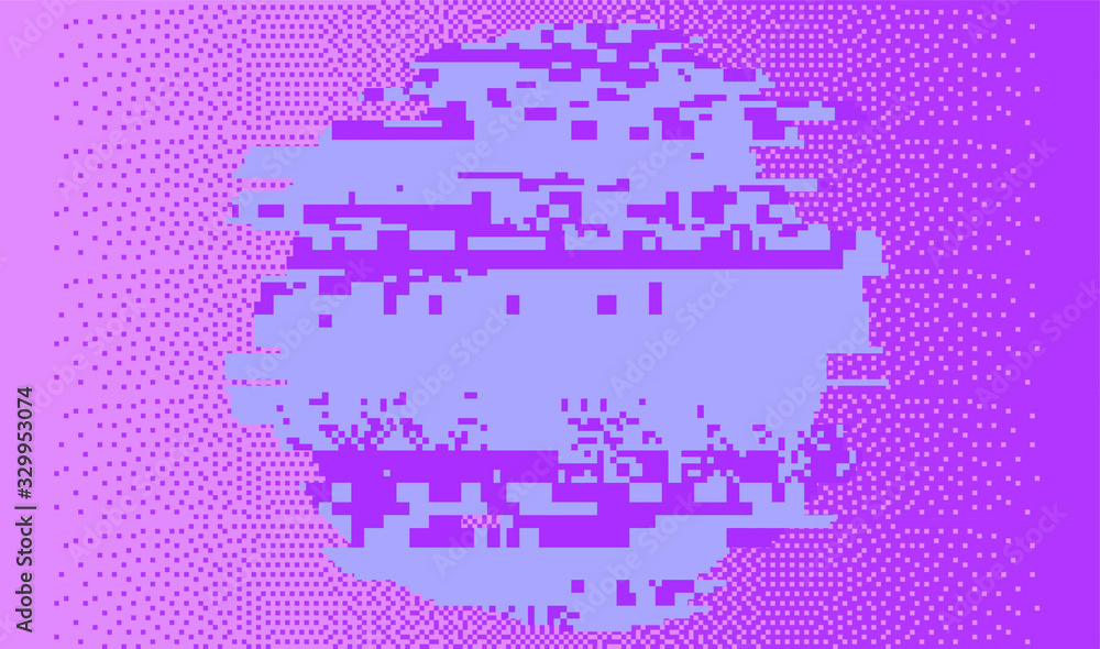 Poster Computer screen with glitched pixels and noise. Abstract background in pastel color tones.