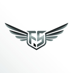 Initial Letter FS with Wings