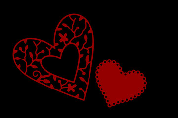 Heart on black background, designer hearts, love