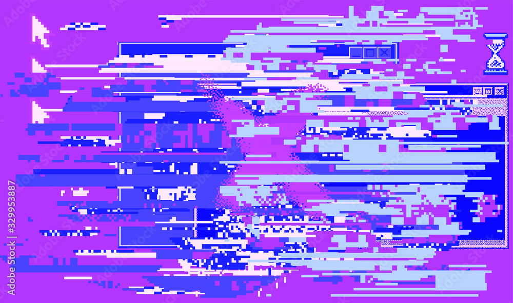 Poster Computer screen with Command-line interface or console terminal. Retrofuturistic vaporwave style illustration in punchy pastel colors.