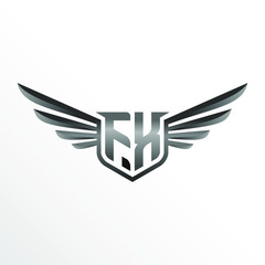 Initial Letter FX with Wings