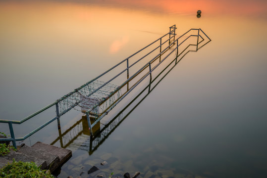 Sunset at Upper Seletar Reservoir Park - broken bridge